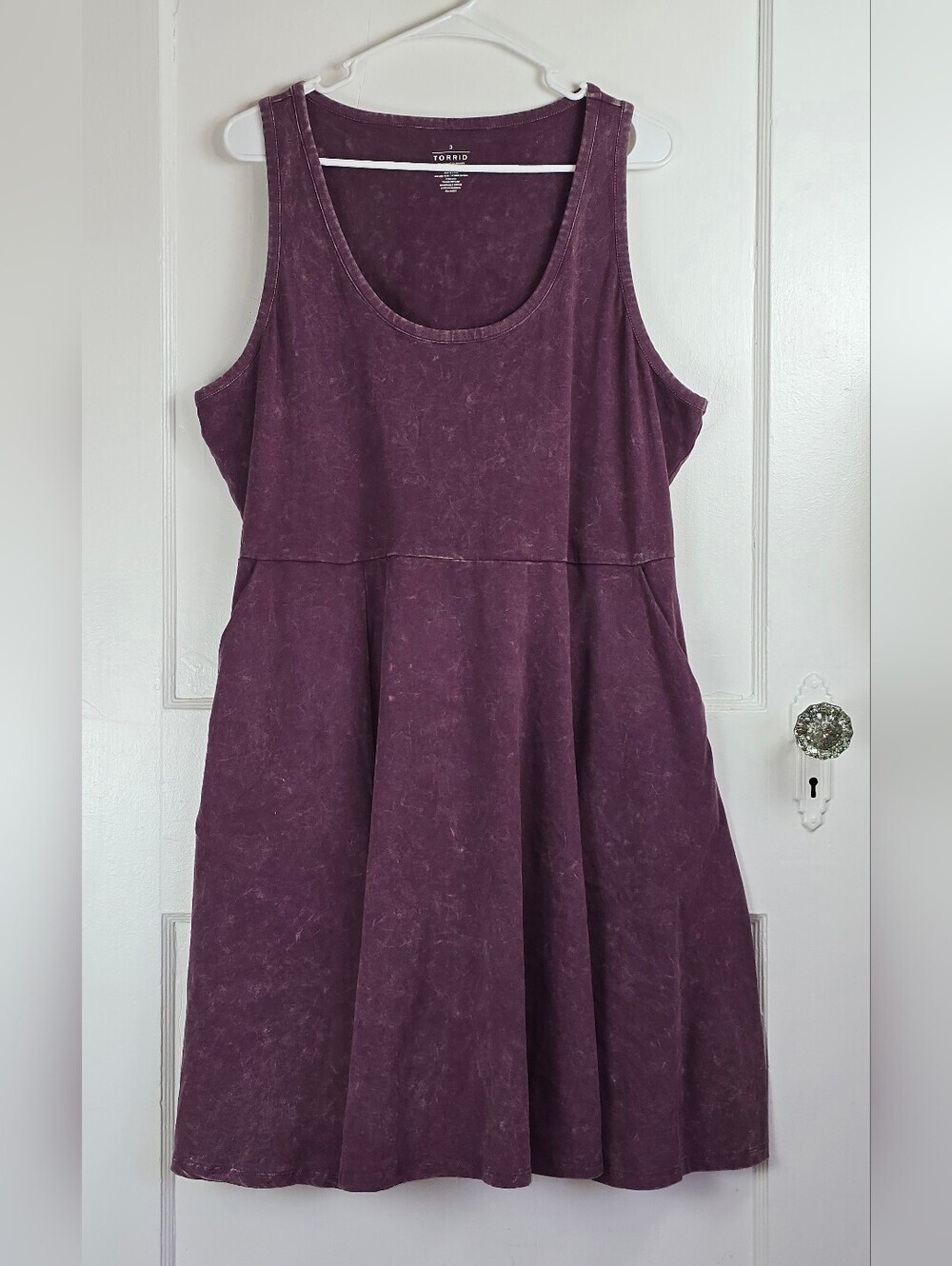 Torrid Deep Plum Mineral Wash Tank Skater Dress with Pockets 3X